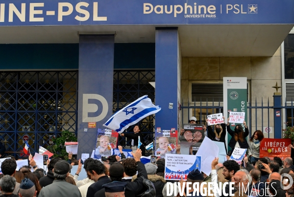 Manifestation contre la conference de rima hassan à l Université paris dauphine