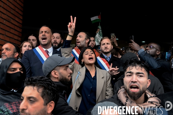 Manifestation devant le siege de TF1 avant une interview de Benjamin Netanyahu sur LCI