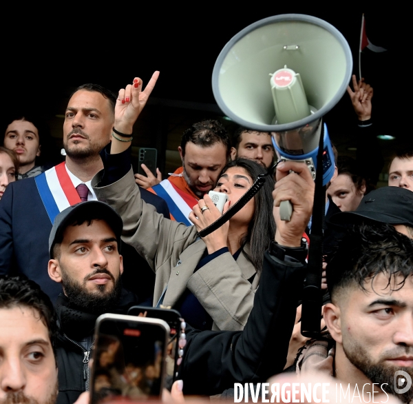Manifestation devant le siege de TF1 avant une interview de Benjamin Netanyahu sur LCI