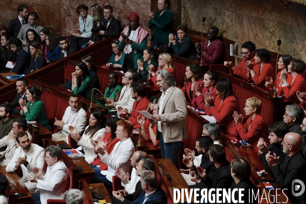 La députée LFI Rachel Kéké brandit un drapeau palestinien dans hemicycle de l’Assemblée Nationale