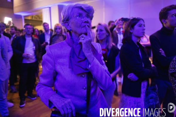 Européennes 2024, soirée électorale au QG de Renaissance.