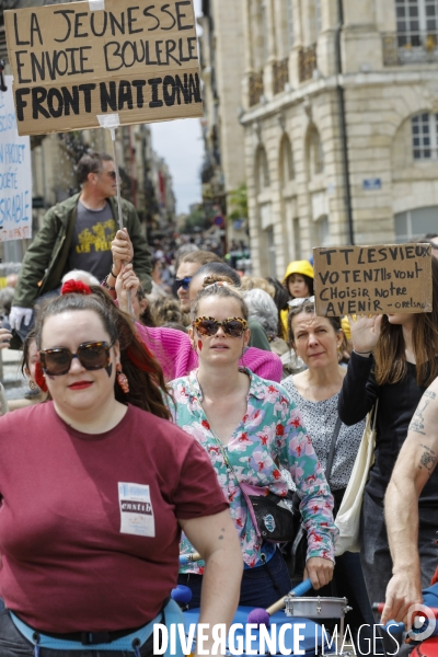 Bordeaux, Manifestation contre l extrême droite pour les élections législatives.