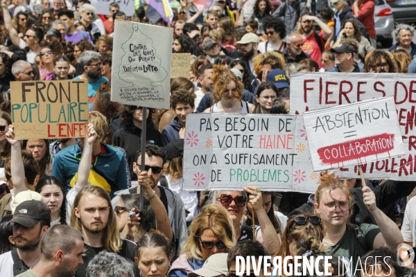 Bordeaux, Manifestation contre l extrême droite pour les élections législatives.