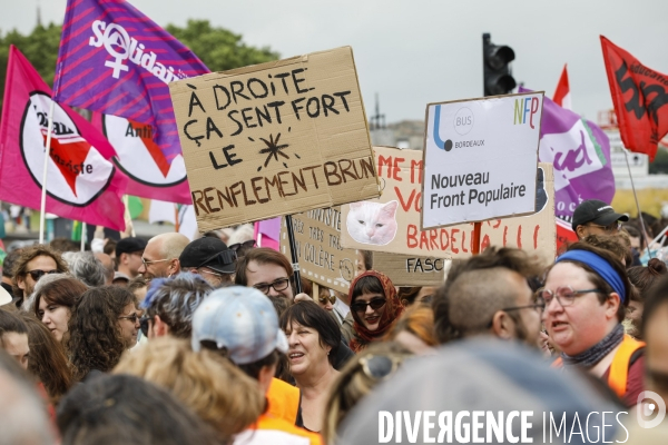 Bordeaux, Manifestation contre l extrême droite pour les élections législatives.