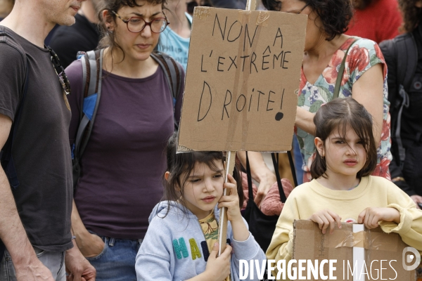Bordeaux, Manifestation contre l extrême droite pour les élections législatives.