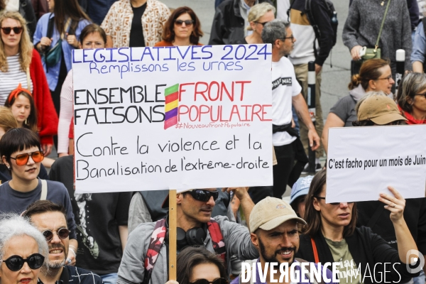 Bordeaux, Manifestation contre l extrême droite pour les élections législatives.