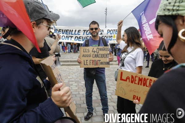 Bordeaux, Manifestation contre l extrême droite pour les élections législatives.