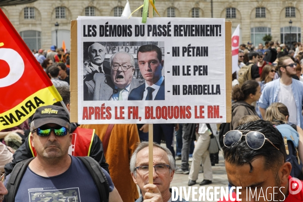Bordeaux, Manifestation contre l extrême droite pour les élections législatives.