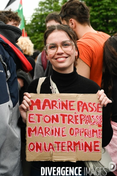 Les jeunes à la manifestation contre l extreme droite, à la suite des élections européennes. Paris le 15 juin 2024.
