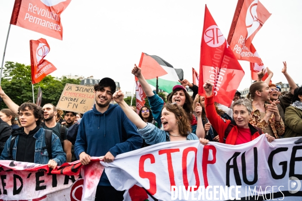Les jeunes à la manifestation contre l extreme droite, à la suite des élections européennes. Paris le 15 juin 2024.
