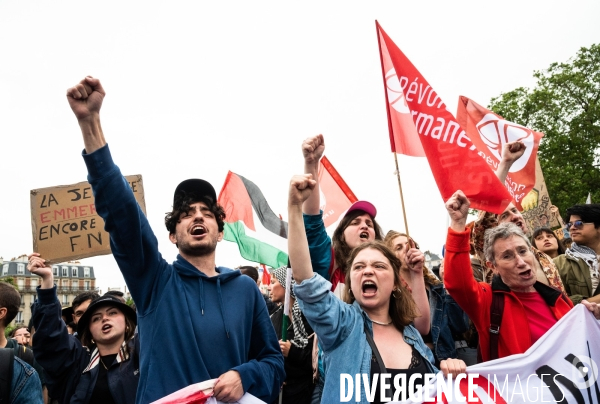 Les jeunes à la manifestation contre l extreme droite, à la suite des élections européennes. Paris le 15 juin 2024.