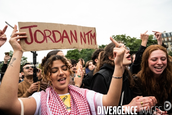 Les jeunes à la manifestation contre l extreme droite, à la suite des élections européennes. Paris le 15 juin 2024.