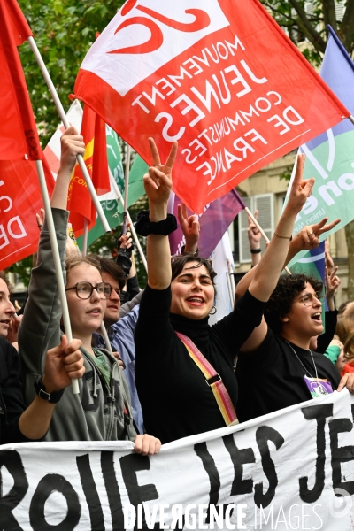 Les jeunes à la manifestation contre l extreme droite, à la suite des élections européennes. Paris le 15 juin 2024.