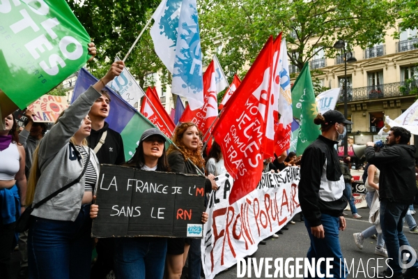 Les jeunes à la manifestation contre l extreme droite, à la suite des élections européennes. Paris le 15 juin 2024.