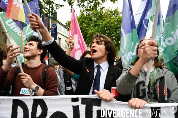 Les jeunes à la manifestation contre l extreme droite, à la suite des élections européennes. Paris le 15 juin 2024.