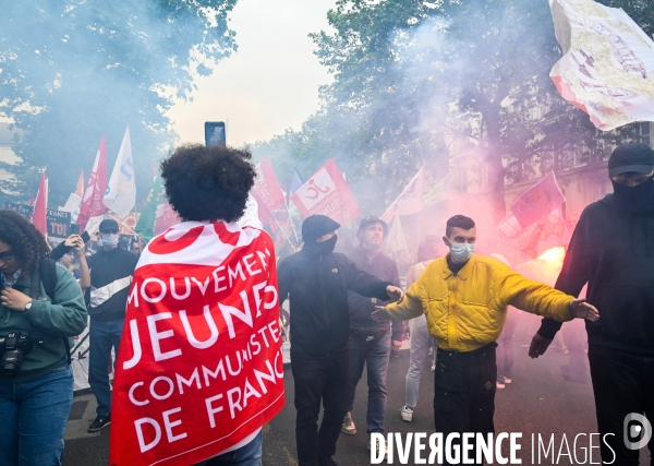 Les jeunes à la manifestation contre l extreme droite, à la suite des élections européennes. Paris le 15 juin 2024.
