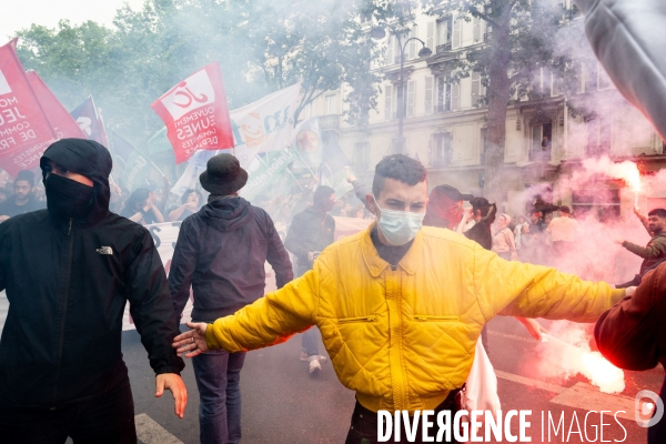 Les jeunes à la manifestation contre l extreme droite, à la suite des élections européennes. Paris le 15 juin 2024.