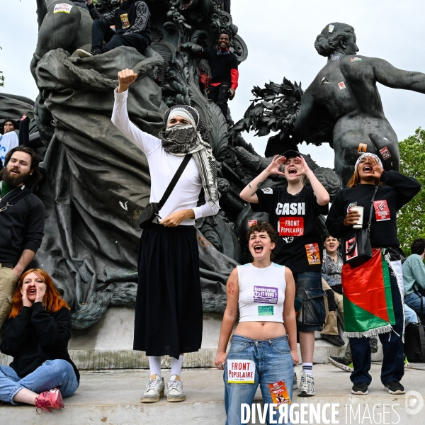 Les jeunes à la manifestation contre l extreme droite, à la suite des élections européennes. Paris le 15 juin 2024.