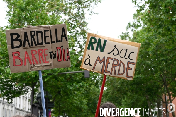 Les jeunes à la manifestation contre l extreme droite, à la suite des élections européennes. Paris le 15 juin 2024.