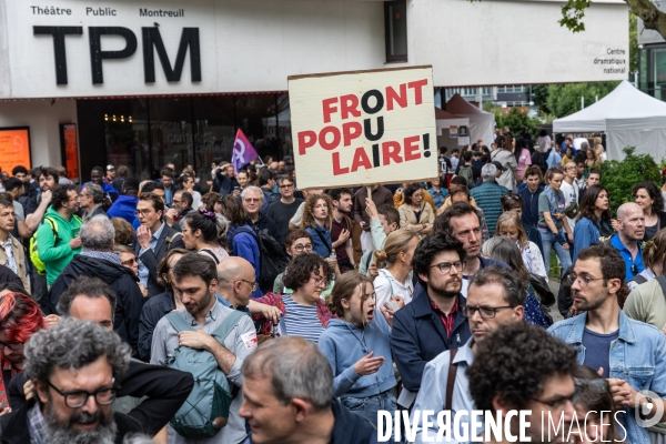 Meeting du Nouveau Front Populaire à Montreuil