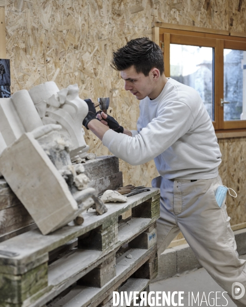 Restauration de l’abbaye Saint-Ouen de Rouen, la loge des sculpteurs