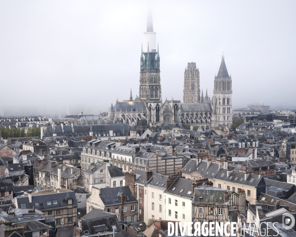 Vue de la cathédrale de Rouen depuis l’abbaye Saint-Ouen de Rouen