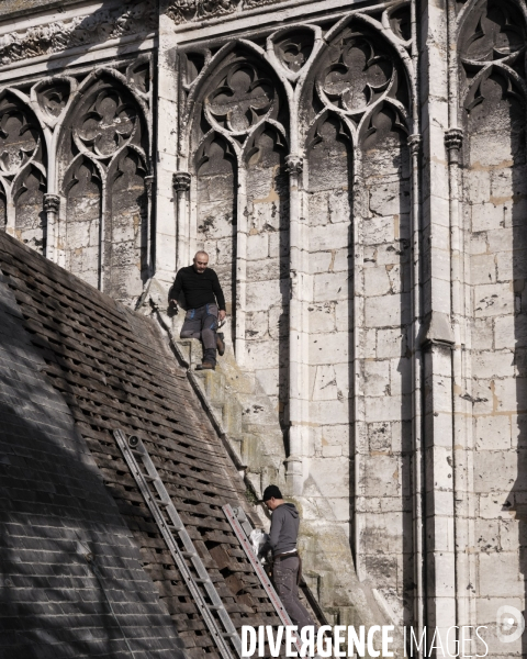 Restauration de l’abbaye Saint-Ouen de Rouen, les couvreurs