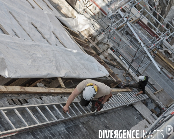 Restauration de l’abbaye Saint-Ouen de Rouen, les couvreurs