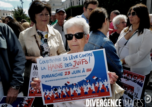 Rassemblement contre l Antisémitisme à courbevoie  organisé par frank tapiro et sa femme charlotte rosier