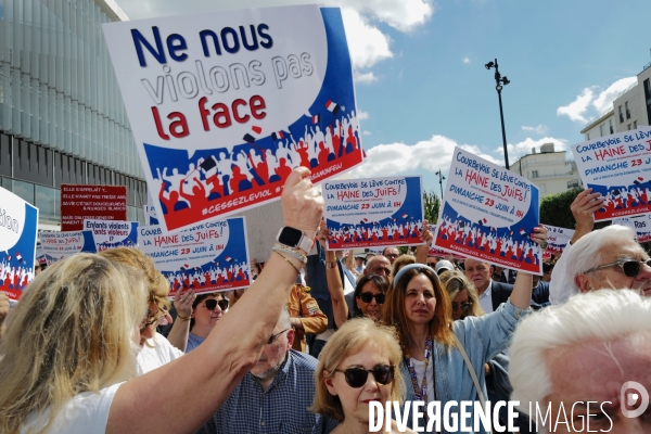 Rassemblement contre l Antisémitisme à courbevoie  organisé par frank tapiro et sa femme charlotte rosier