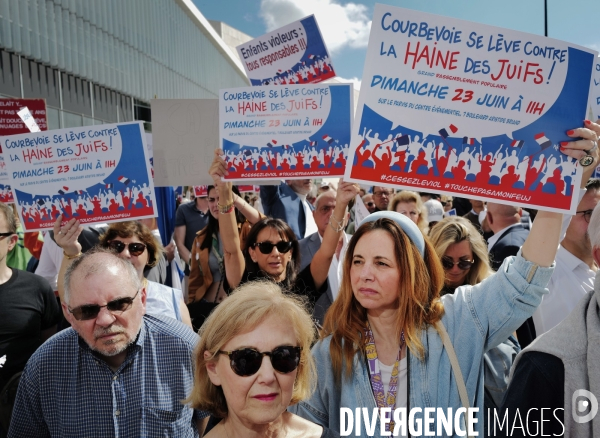 Rassemblement contre l Antisémitisme à courbevoie  organisé par frank tapiro et sa femme charlotte rosier