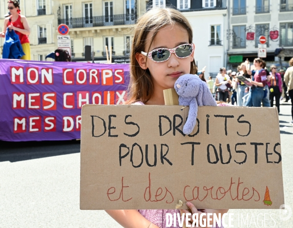 Manifestation féministe contre l extreme droite, à Paris