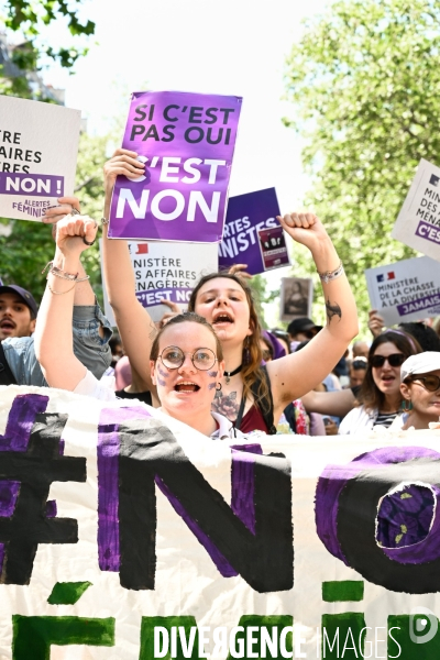 Manifestation féministe contre l extreme droite, à Paris