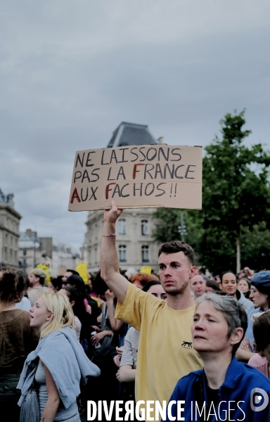 Elections legislatives 2024/ Soiree electorale du premier tour du Nouveau Front Populaire
