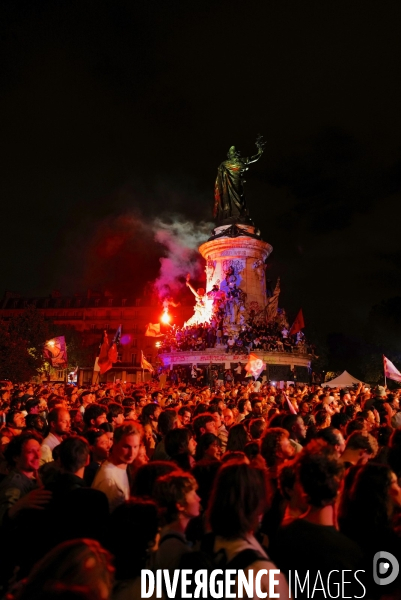 Elections legislatives 2024/ Soiree electorale du premier tour du Nouveau Front Populaire