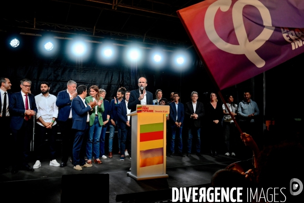 Elections legislatives 2024/ Soiree electorale du premier tour du Nouveau Front Populaire