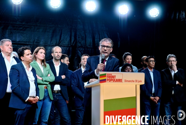 Elections legislatives 2024/ Soiree electorale du premier tour du Nouveau Front Populaire