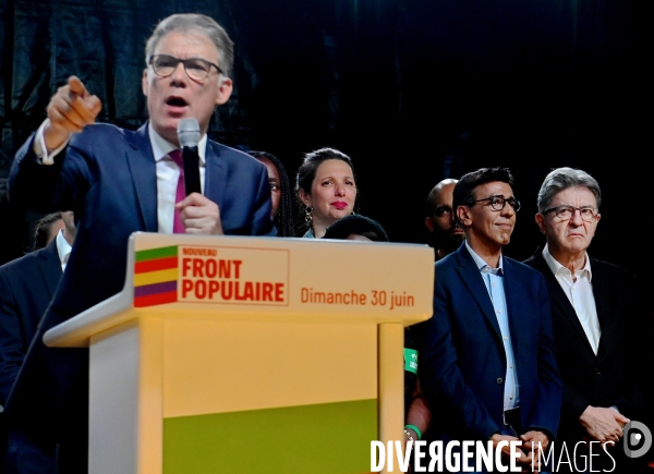 Elections legislatives 2024/ Soiree electorale du premier tour du Nouveau Front Populaire