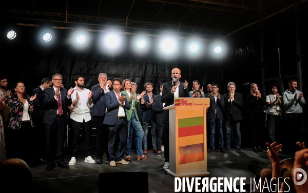 Elections legislatives 2024/ Soiree electorale du premier tour du Nouveau Front Populaire