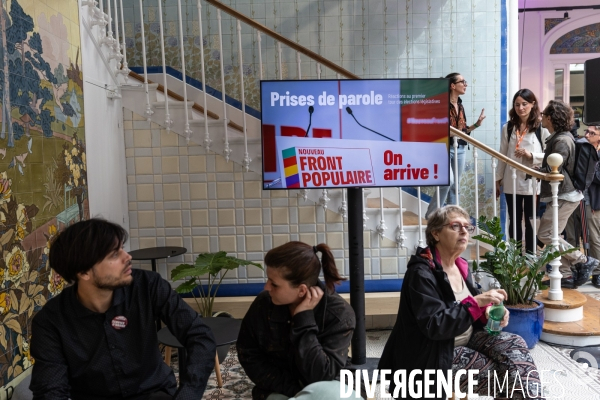 Soiree electorale du 1er tour des legislatives du Nouveau Front Populaire