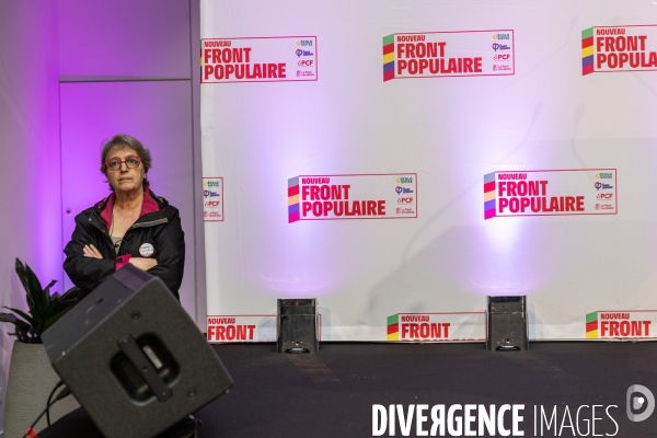 Soiree electorale du 1er tour des legislatives du Nouveau Front Populaire