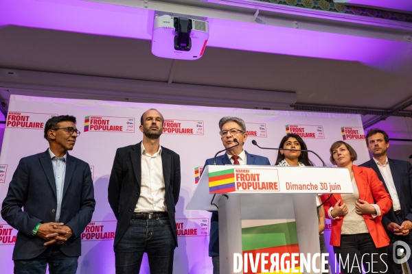 Soiree electorale du 1er tour des legislatives du Nouveau Front Populaire