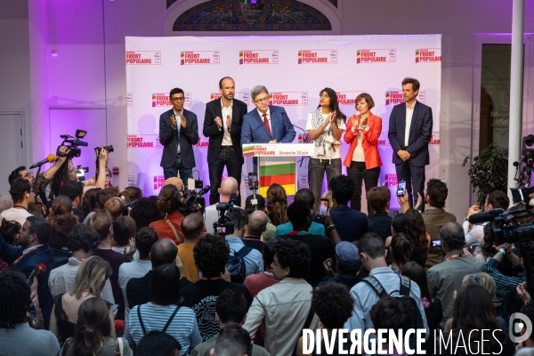 Soiree electorale du 1er tour des legislatives du Nouveau Front Populaire