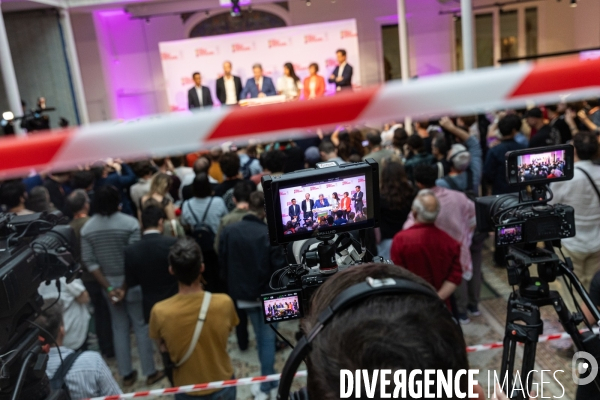 Soiree electorale du 1er tour des legislatives du Nouveau Front Populaire