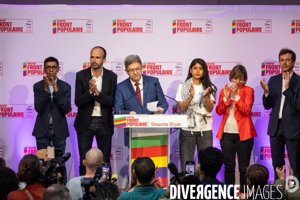 Soiree electorale du 1er tour des legislatives du Nouveau Front Populaire