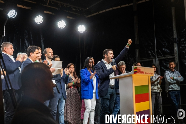 Soiree electorale du 1er tour des legislatives du Nouveau Front Populaire