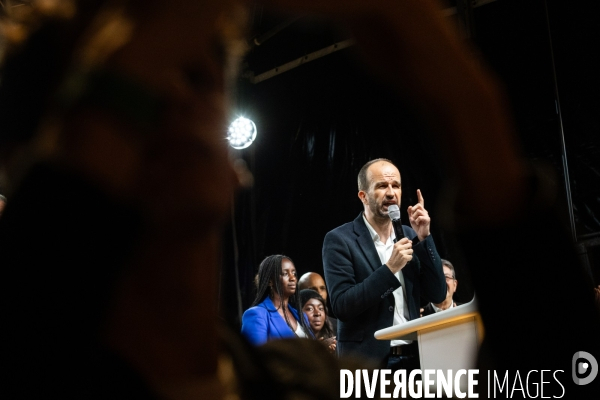 Soiree electorale du 1er tour des legislatives du Nouveau Front Populaire