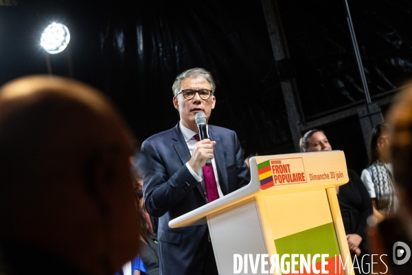Soiree electorale du 1er tour des legislatives du Nouveau Front Populaire