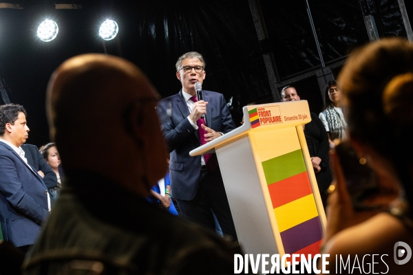 Soiree electorale du 1er tour des legislatives du Nouveau Front Populaire