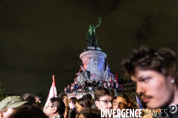 Soiree electorale du 1er tour des legislatives du Nouveau Front Populaire